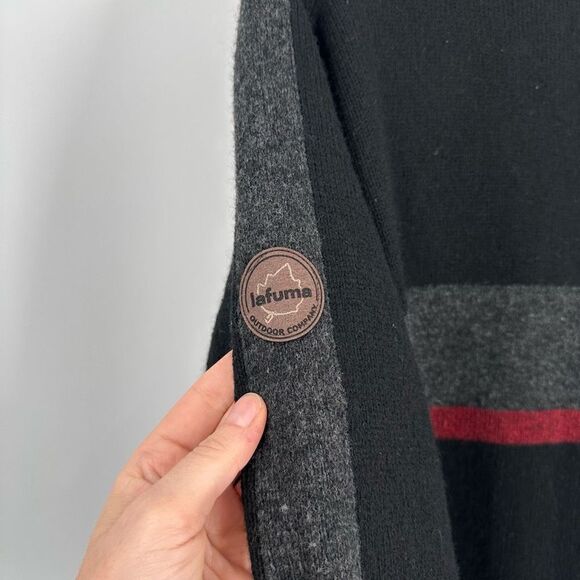 LAFUMA mens wool blend sweater Quarter‎ Zip lined black Windstopper large - Picture 10 of 13